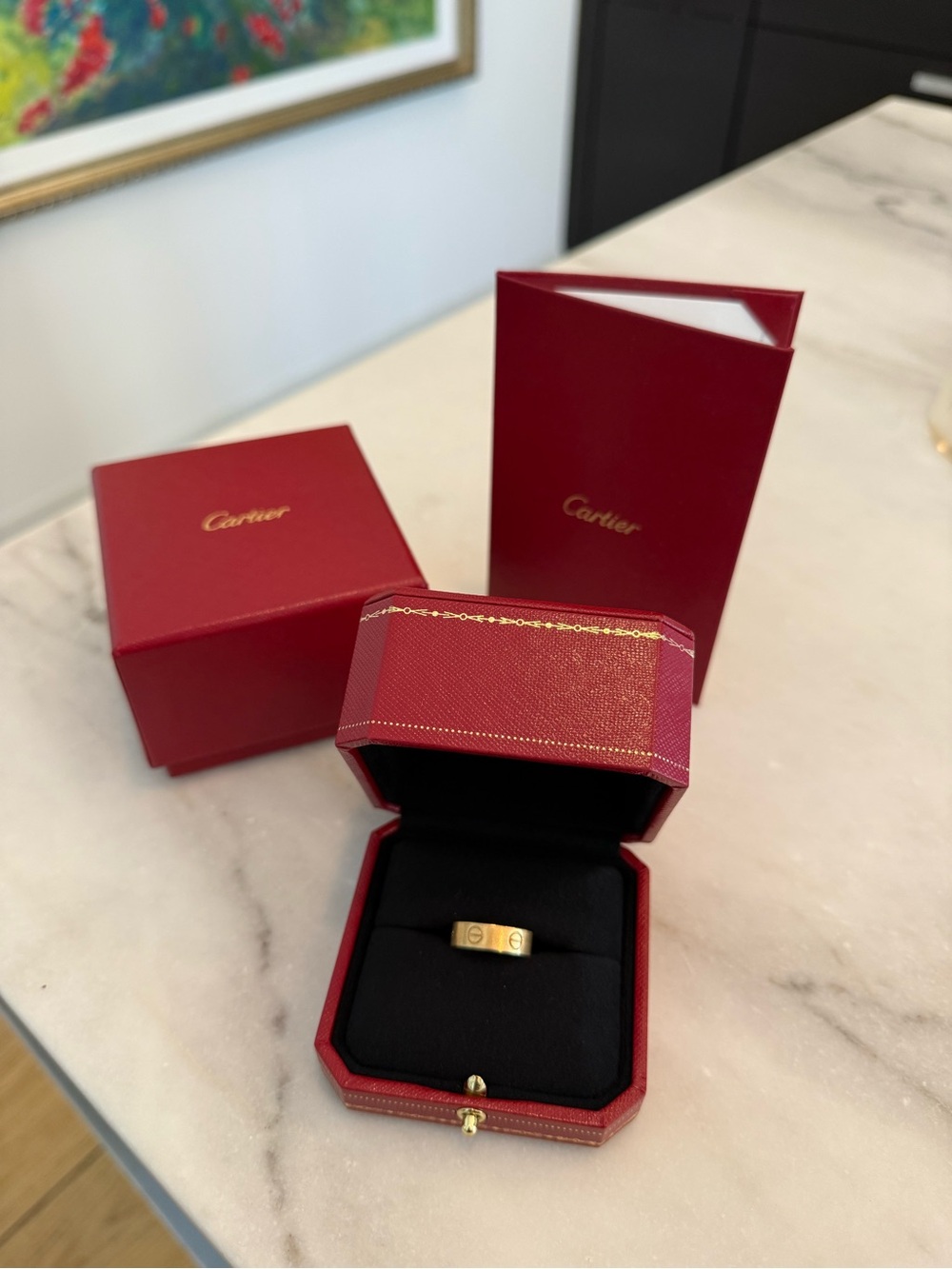 Cartier Gold Love Ring with Red Presentation Box